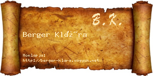 Berger Klára névjegykártya