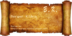 Berger Klára névjegykártya